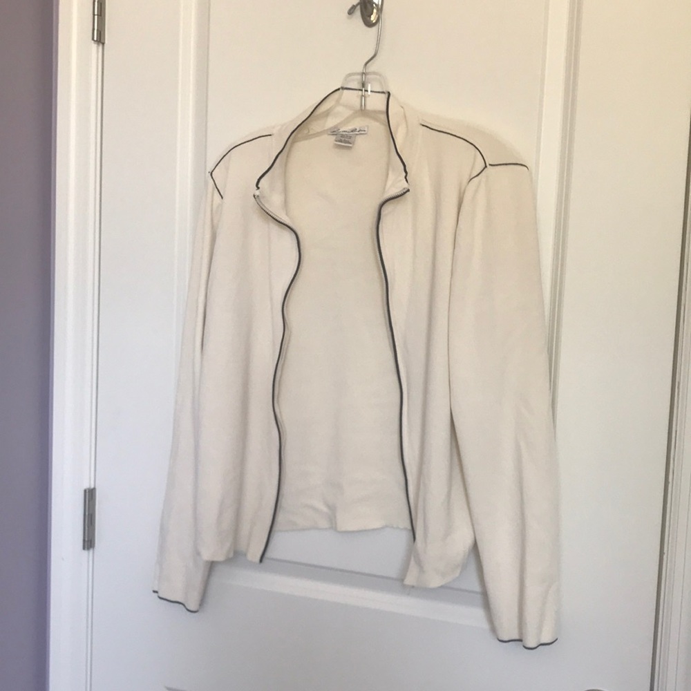 Lillie Rubin cream zip up sweater